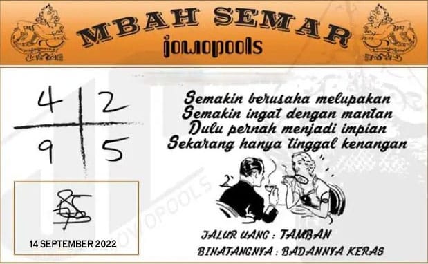 Syair HK Mbah Semar 14 September 2022