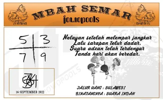 Syair HK Mbah Semar 16 September 2022