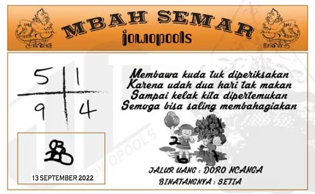 Syair HK Mbah Semar 13 September 2022