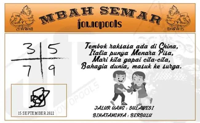 Syair HK Mbah Semar 15 September 2022