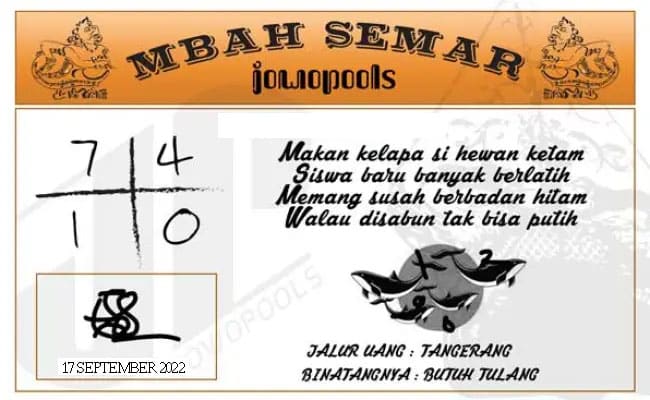 Syair HK Mbah Semar 17 September 2022