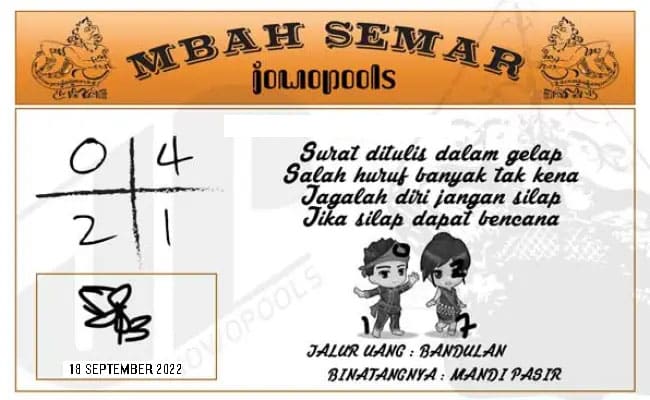 Syair HK Mbah Semar 18 September 2022