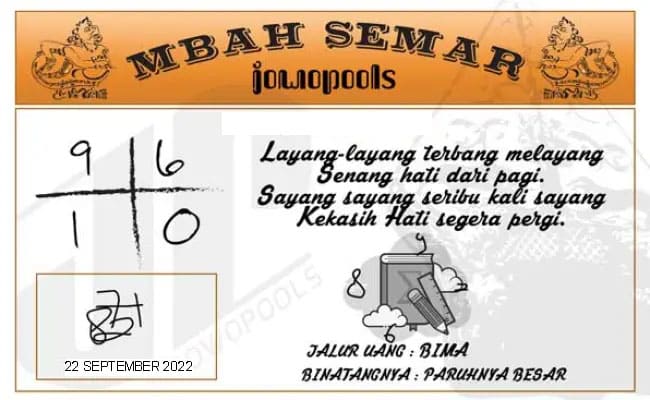 Syair HK Mbah Semar 22 September 2022