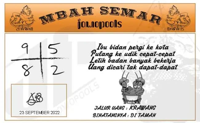 Syair HK Mbah Semar 23 September 2022