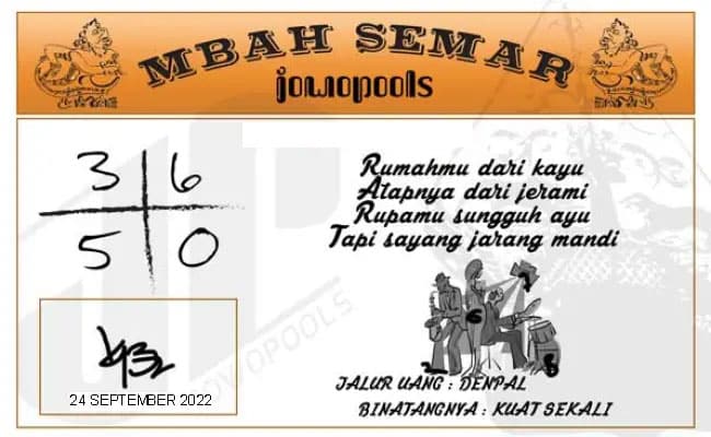 Syair HK Mbah Semar 24 September 2022