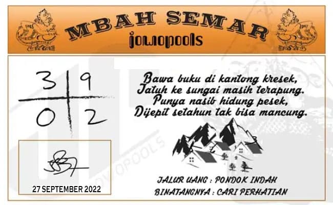 Syair HK Mbah Semar 27 September 2022