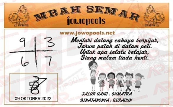 Syair HK Mbah Semar 09 Oktober 2022