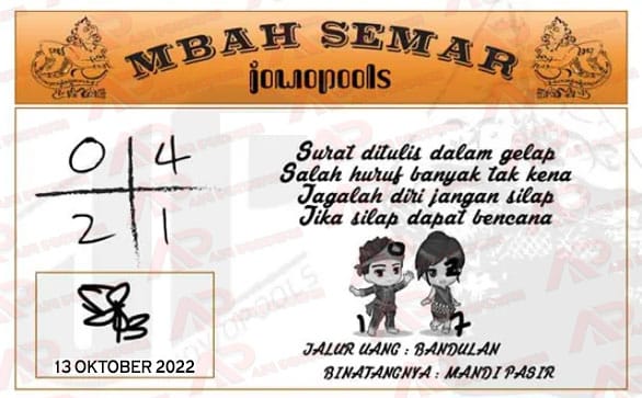 Syair HK Mbah Semar 13 Oktober 2022